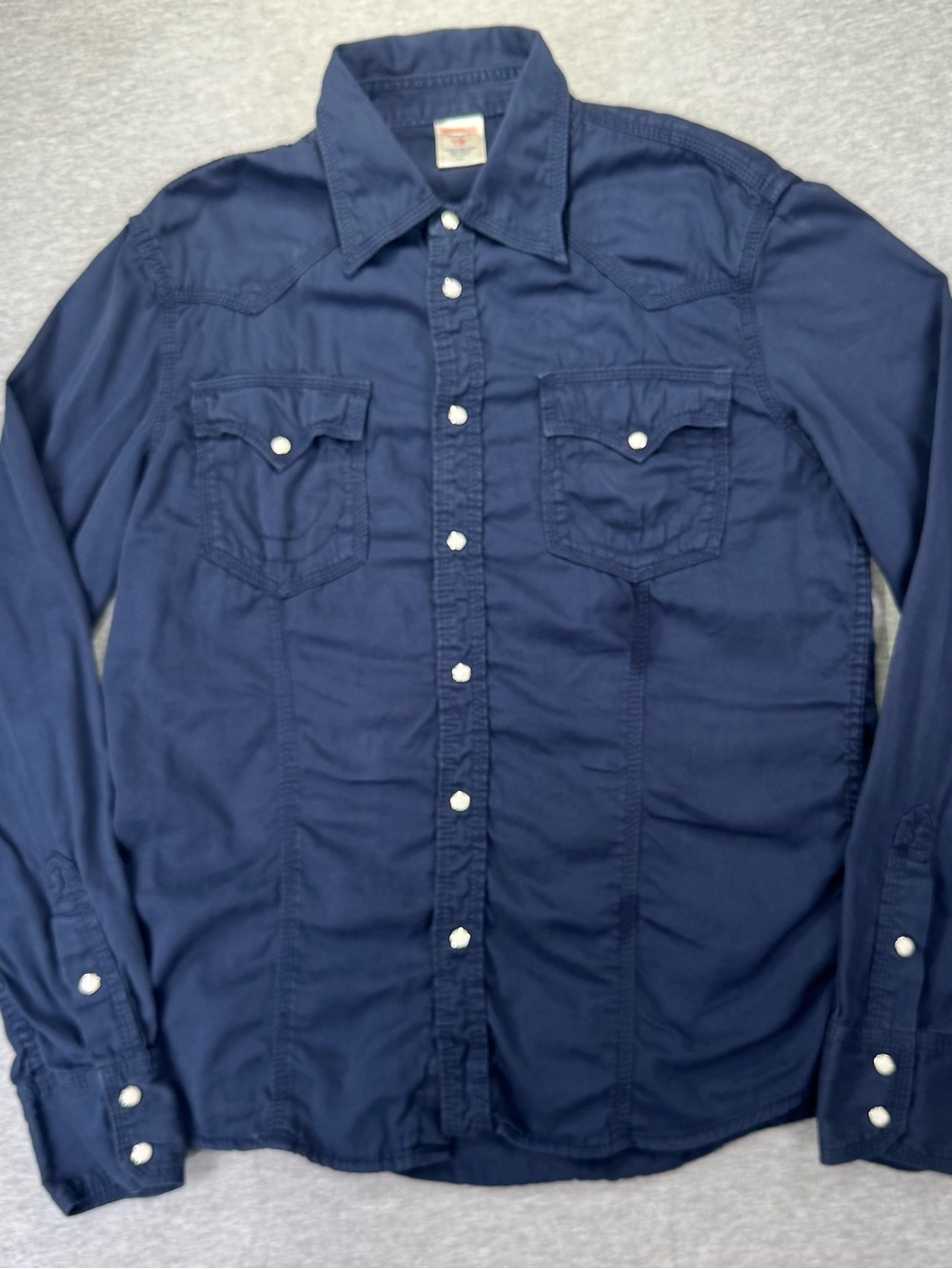 True Religion Dark Blue Pearl Snap Long Sleeve Shirt Mens Size 2XL